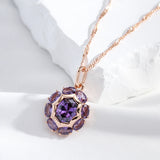 14K Rolled Gold Unusual Sparkling Oval Purple AAA Zircon Crystal Luxury Pendant Necklace