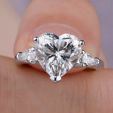 Superb 1/2/3/4CT Heart Cut VVS1 D Colour Moissanite Diamond Engagement Silver Ring