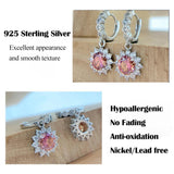 Lovely Total 4Ct Red Sunflower Moissanite Diamonds Necklace Ring Earrings Jewellery Set for Women for All occasions - The Jewellery Supermarket
