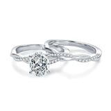 GRA Certified 2CT D Colour VVS1 Oval Moissanite Diamonds Engagement Wedding Ring Set for Women Silver Fine Jewellery