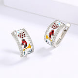 Creative Bird Shape AAA Zircon Diamonds Handmade Enamel Magpie Earrings