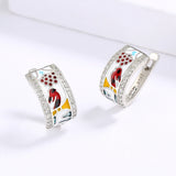 Creative Bird Shape AAA Zircon Diamonds Handmade Enamel Magpie Earrings
