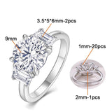 3 Stone 3ct Round Cut Full Moissanite Diamonds Rings for Women White Gold Plated Wedding Sterling Silver Jewellery