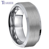 Multicolours Beveled Brushed 6m/8mm Classic Tungsten Wedding Rings for Men Women
