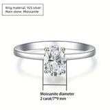 2 Carat Oval VVS1 D Colour 925 Sterling Silver Classic, Simple, Stylish and Shining Moissanite Rings for women