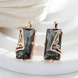 14 Karat Gold Filled Square Grey AAA Zircon Crystal Long Drop Luxury Earrings For Women