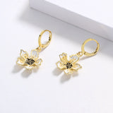 Fashion Yellow Flower 18k Gold Plated Flower Luxury Handmade Enamel Earrings