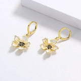 Fashion Yellow Flower 18k Gold Plated Flower Luxury Handmade Enamel Earrings