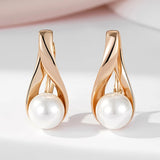 14 Karat Rolled Gold Vintage Elegant Pearl Drop Earrings For Women Bride Wedding Jewellery