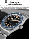 Luxury Luminous Bubble Mirror Glass 20Bar Ceramic Bezel Steel Diver Quartz Watch