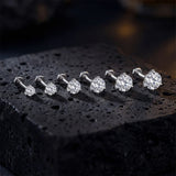 Sterling Silver Six Claws Sparkling Moissanite Diamonds Flat Back Stud Earrings