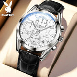 Original Luxury Brand Men's Leather Strap Quartz Watch High Quality Business Wristwatch Trendy Men's Watch