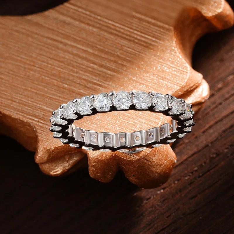 Radiant D Colour VVS1 18KGP Moissanite Diamonds Eternity Rings for Women -  Engagement Wedding Silver Jewellery - The Jewellery Supermarket