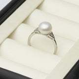 Real Natural  Pink Black White Purple Grey Pearl Silver AAA Zircon Diamonds Rings