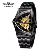 New Premium Men's Luxury Automatic Mechanical Stainless Steel Hollow Triangle Skeleton Dial Casual Mens Watches