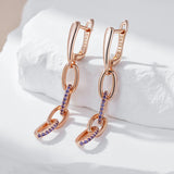 14 Karat Rolled Gold Purple AAA Zircon Diamonds Tassel Dangle Earrings Fine Jewellery