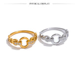 18K Gold Plated Exquisite Stainless Steel AAA Cubic Zirconia Diamonds Stylish Ring