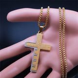 Cross Christian Church Prayer Necklace - Stainless Steel Gold Colour Bible Amulet Necklaces Jewellery - The Jewellery Supermarket