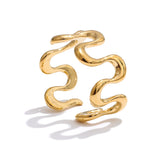 18K Gold Plated Minimalist Stainless Steel Metal Irregular Open Adjustable Ring