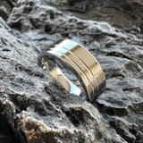 Offset Lines Polished 8mm Original Color Tungsten Wedding Ring for Men Women