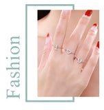 Simple Romantic Hearts AAAA Lab Created Diamond Silver Link Chain Ring