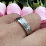 I Love You Stamped 6mm 8mm Tungsten Hammer Ring for Men Women  Comfort Fit