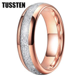 New Arrival Tungsten Bright Meteorite Inlay Domed Polished Mens Women Wedding Rings - Fashion Jewellery - The Jewellery Supermarket