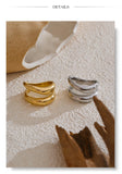 18K Gold Plated Stainless Steel Metal Double Layer Geometric Cast High Quality Ring