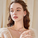 Charming Heart Shape 18KGP Moissanite Diamonds Jewellery Set for Women - Silver Necklace Stud Earrings - The Jewellery Supermarket