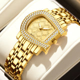 New Arrival Luxury Brand Hot Sale Gold Colour Zircon Crystals Diamonds Gorgeous  Box Design Watch - Ideal Gift