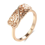 Latest Fashion Rolled 14K Rose Gold Boho Fashion Ethnic Flower Ring for Women - Elegant Vintage Daily Jewellery