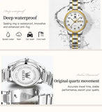 Original Luxury Gold Plated Watches for Ladies Waterproof Stainless Steel Quartz Wristwatches for Women