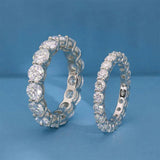 Popular Full Moissanite Eternity Engagement Wedding Rings for Women 925 Sterling Silver White Gold Plated Fine Rings
