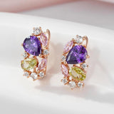 Fabulous 14K Filled Rose Gold Purple AAA Zircon Crystals Drop Earrings For Women Trendy Jewellery