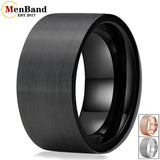 Flat Band And Brushed Finish 10MM 12MM Large Men Black Tungsten Ring Comfort Fit