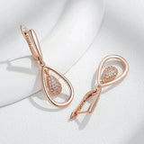 14K Gold Filled Vintage AAA White Zircon Water Drop Geometric Long Elegant Earrings