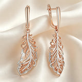 14 Karat Gold Filled Two Tone Fashion Leaves Drop Earrings for Women Fine Jewellery