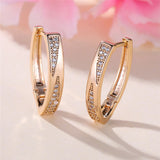 Latest Fashion Charming Filled 14K Rose Gold AAA Zircon Diamonds Hoop Earrings - Fine Jewellery For Women