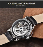 New Famous Brand Men Luxury Automatic Mechanical Skeleton Style Stainless Steel Waterproof Sports Leather Watch - The Jewellery Supermarket