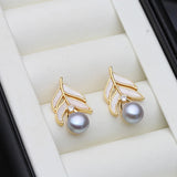 Vintage Multicolour Real Pearl AAA Zircon Diamonds Gold Colour Stud Earrings