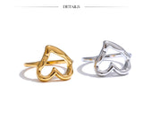 18K Gold Plated Minimalist Stainless Steel Heart Love Hollow Charm Ring