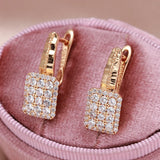 14K Gold Filled New Trend Geometric Arrangement AAA Zircon Diamonds  Gold Edge Earrings