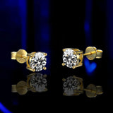 GRA Moissanite Diamonds S925 Sterling Silver 18K Gold Plated Stud Earrings