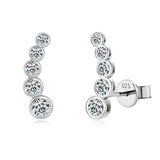Excellent Single Row Round Bezel D Colour VVS1 Moissanite Diamonds Daily Party Silver Earrings Fine Jewellery