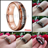 Double Wood And Steel Arrow Inlay 6/8MM Mens Womens Tungsten Carbide Rings