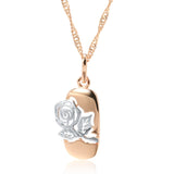 14K Rolled Gold Fashion Silver Color Mix Hollow Rose Flower Pendant Necklace for Women