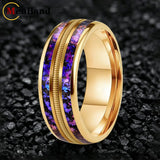 Orion Nebula and Rose Gold Guitar String Inlay Men Women Tungsten Carbide Rings