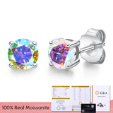 Real 0.1-3CT Moissanite Diamond Stud Earrings Silver Platinum Plated  Fine Jewelry