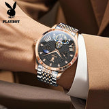 Fashion Luxury Skeleton Luxury Brand High Quality Multifunction Stainless Steel Automatic Mechanical Wristwatches