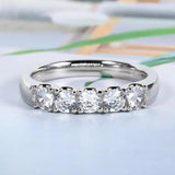 Stunning 5 Stones D Colour 1 Carat Moissanite Diamonds Eternity Rings - Silver Pt950 Wedding Engagement Fine Rings 